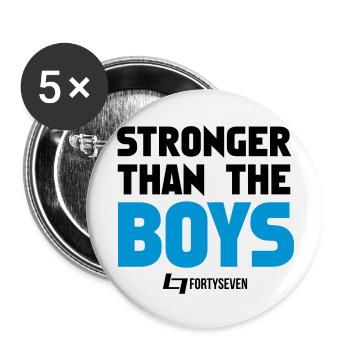 Stronger than the Boys - Buttons groß 56 mm (5er Pack) - Weiß - Vorne
