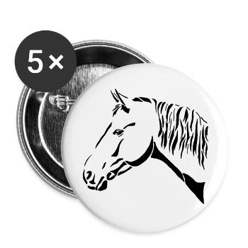Pferdekopf - Buttons groß 56 mm (5er Pack) - Weiß - Vorne