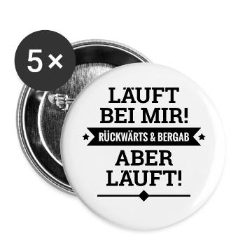 Läuft bei mir rückwärts bergab aber läuft Spruch - Buttons groß 56 mm (5er Pack) - Weiß - Vorne