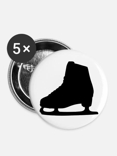 Schlittschuh - Buttons groß 56 mm (5er Pack) - Weiß