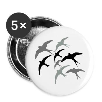 Schwalben Richtung Süden - Buttons groß 56 mm (5er Pack) - Weiß - Vorne