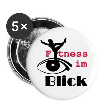 Fitness im Blick Sport Medizin Sprüche Geschenk - Buttons groß 56 mm (5er Pack) - Weiß - Vorne