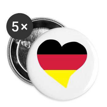 Coeur allemand - Lot de 5 grands badges (56 mm) - blanc - Devant