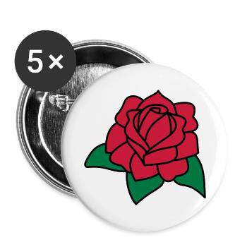 red rose - Buttons groß 56 mm (5er Pack) - Weiß - Vorne