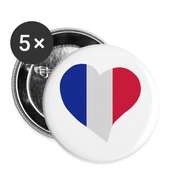 Coeur français - Lot de 5 grands badges (56 mm) - blanc - Devant