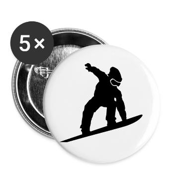 Snowboarder Silhouette - Lot de 5 grands badges (56 mm) - blanc - Devant