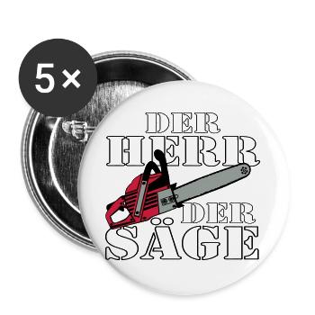 Motorsäge , der Herr der Säge Motorsäge (25) - Buttons groß 56 mm (5er Pack) - Weiß - Vorne