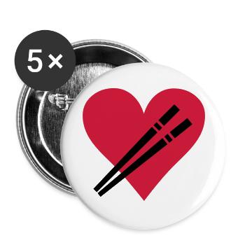 Love Stäbchen - Sushi - Buttons groß 56 mm (5er Pack) - Weiß - Vorne