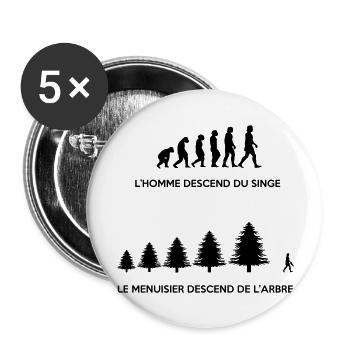 Evolution du menuisier - Lot de 5 grands badges (56 mm) - blanc - Devant