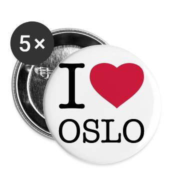 J’AIME OSLO Norvège - Lot de 5 grands badges (56 mm) - blanc - Devant