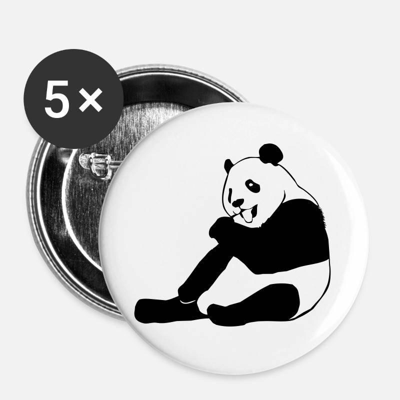 Panda Bear - Buttons large 2.2''/56 mm (5-pack) - white
