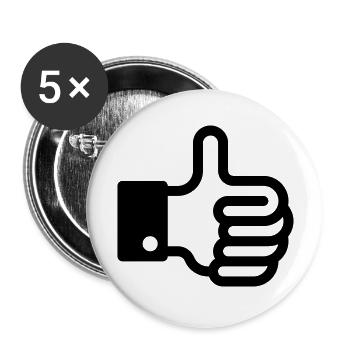 Pouces vers le haut / pouce vers le haut - Lot de 5 grands badges (56 mm) - blanc - Devant