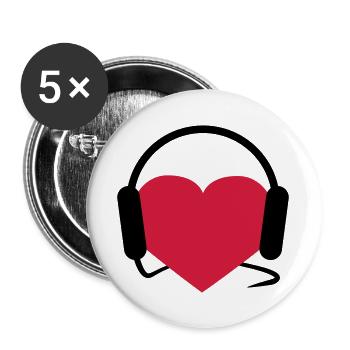 Musiclover | Herz | Heart | Kopfhörer | Musik | - Lot de 5 grands badges (56 mm) - blanc - Devant
