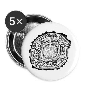 Holzscheibe mit Rinde - Baumringe - Buttons groß 56 mm (5er Pack) - Weiß - Vorne