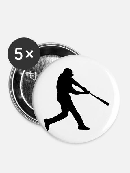 Baseball - Buttons groß 56 mm (5er Pack) - Weiß