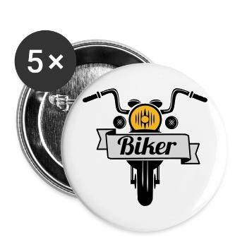 Biker - Buttons groß 56 mm (5er Pack) - Weiß - Vorne