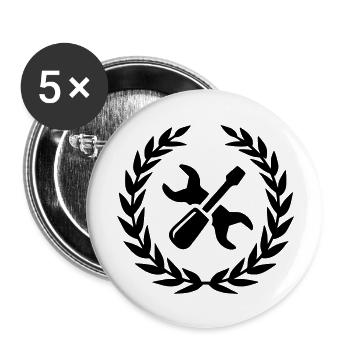 logo pro multiservices - Lot de 5 grands badges (56 mm) - blanc - Devant