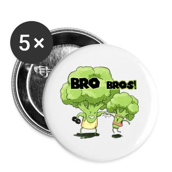 Bro Bros - Buttons groß 56 mm (5er Pack) - Weiß - Vorne