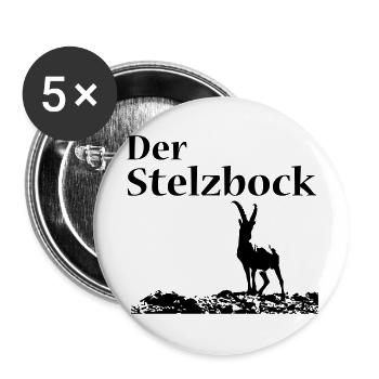 Stelzbock - Buttons groß 56 mm (5er Pack) - Weiß - Vorne