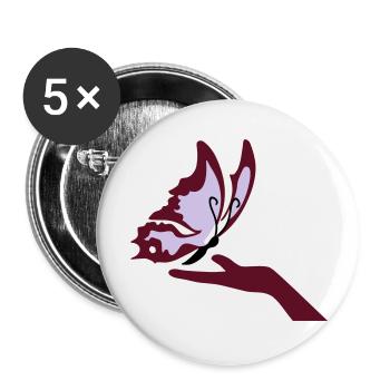 Butterfly Hand Zauber mariposa - Buttons groß 56 mm (5er Pack) - Weiß - Vorne