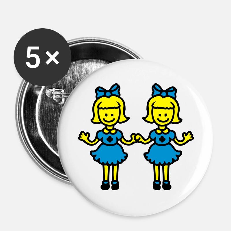 Les soeurs jumelles - Lot de 5 grands badges (56 mm) - blanc