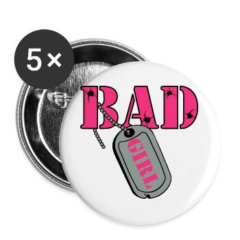 Party Shirt ,Feiern , Karneval, Bad Girl(25) - Buttons groß 56 mm (5er Pack) - Weiß - Vorne