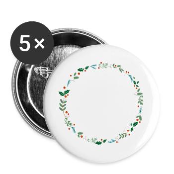 Immergrüner Kranz - Buttons groß 56 mm (5er Pack) - Weiß - Vorne
