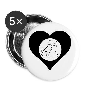 Herz voller Tierliebe / Animal Heart - Buttons large 2.2''/56 mm (5-pack) - white - Front