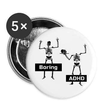 Boring vs ADHD - Buttons large 2.2''/56 mm (5-pack) - white - Front