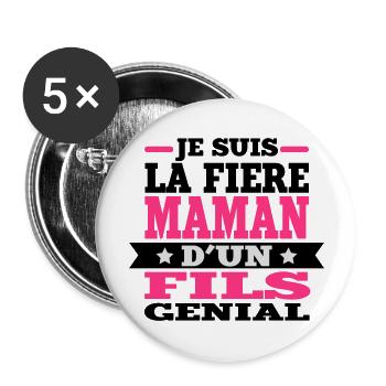 je suis la fière maman d'un fils génial - Lot de 5 grands badges (56 mm) - blanc - Devant