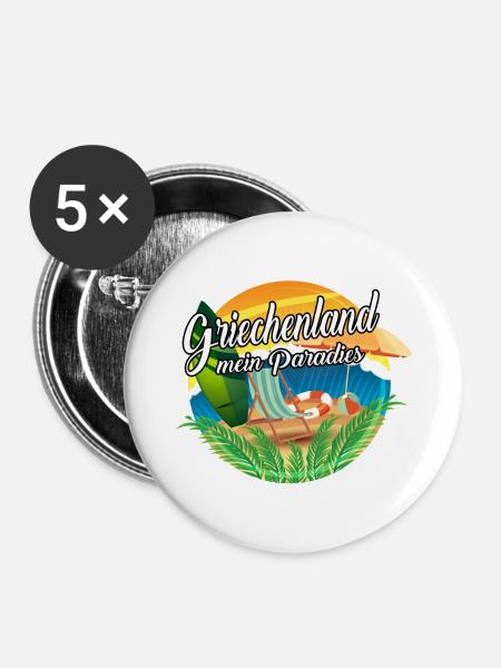 Griechenland - Mein Paradies - Buttons groß 56 mm (5er Pack) - Weiß