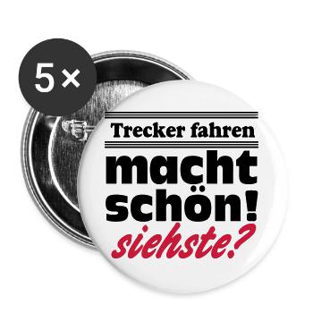 Traktor , Trecker , Trecker fahren (25) - Buttons groß 56 mm (5er Pack) - Weiß - Vorne