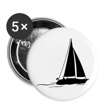 Segelboot - Buttons groß 56 mm (5er Pack) - Weiß - Vorne