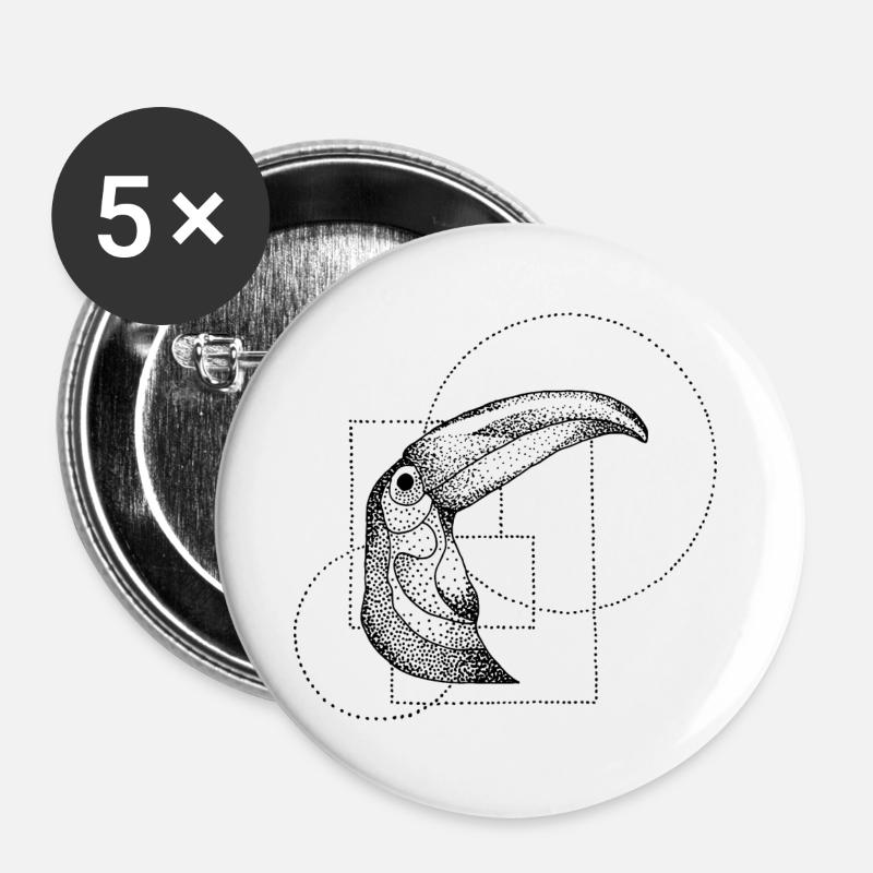 Ptaszor - Buttons large 2.2''/56 mm (5-pack) - white