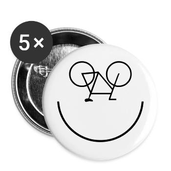 Bike Smiley - Buttons large 2.2''/56 mm (5-pack) - white - Front