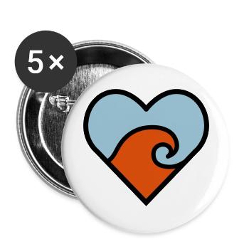 Wave Love - Buttons groß 56 mm (5er Pack) - Weiß - Vorne