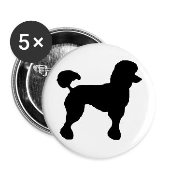Pudel - Buttons groß 56 mm (5er Pack) - Weiß - Vorne