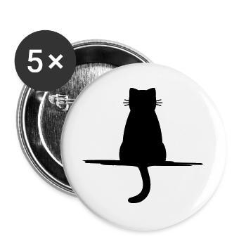 Cat animal pet silhouette gift - Buttons large 2.2''/56 mm (5-pack) - white - Front