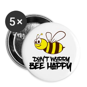 bee happy - Buttons groß 56 mm (5er Pack) - Weiß - Vorne