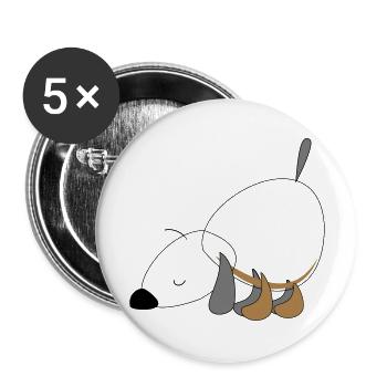 Chien - Lot de 5 grands badges (56 mm) - blanc - Devant