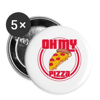 Oh my pizza - Buttons large 2.2''/56 mm (5-pack) - white - Front