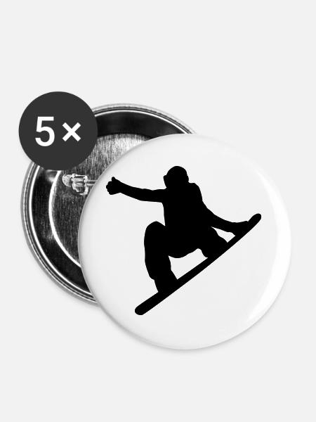 Snowboard - Buttons groß 56 mm (5er Pack) - Weiß