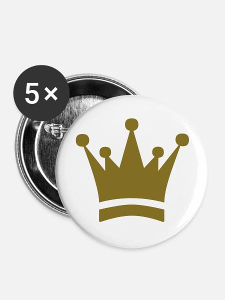Krone - Buttons groß 56 mm (5er Pack) - Weiß