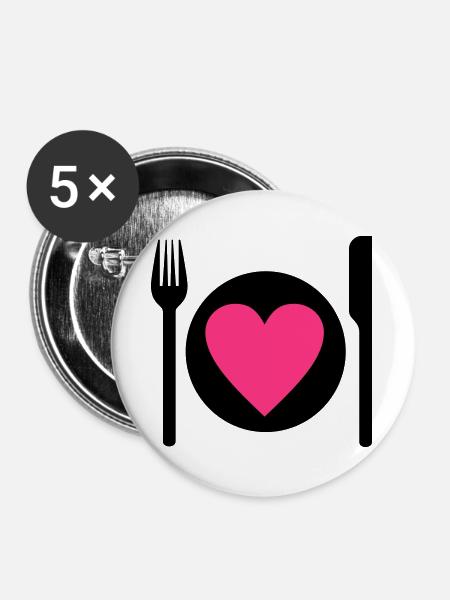 essen - Buttons groß 56 mm (5er Pack) - Weiß