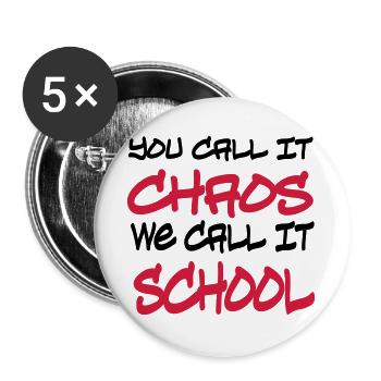 Schule - Buttons groß 56 mm (5er Pack) - Weiß - Vorne