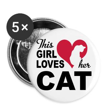 Chat - Lot de 5 grands badges (56 mm) - blanc - Devant