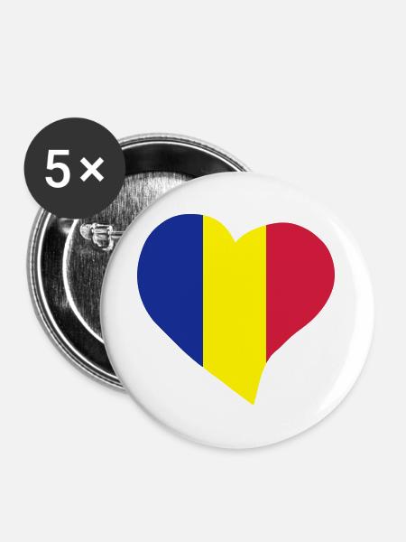 Rumänischer Herz - Buttons groß 56 mm (5er Pack) - Weiß