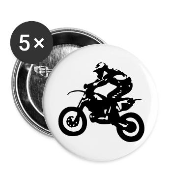 Motocross Fahrer Motorrad Motorsport - Buttons groß 56 mm (5er Pack) - Weiß - Vorne