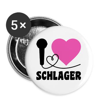 I Love Schlager  - Buttons groß 56 mm (5er Pack) - Weiß - Vorne