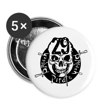 Breton death head 29 breizhpirate leader - Buttons large 2.2''/56 mm (5-pack) - white - Front